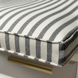 2&quot; Thick Linen Stripe Bench Cushion, Custom Bench Cushion, Washable Window Seat Pad, Indoor Reading Nook Cushion,Custom Floor Cushion
