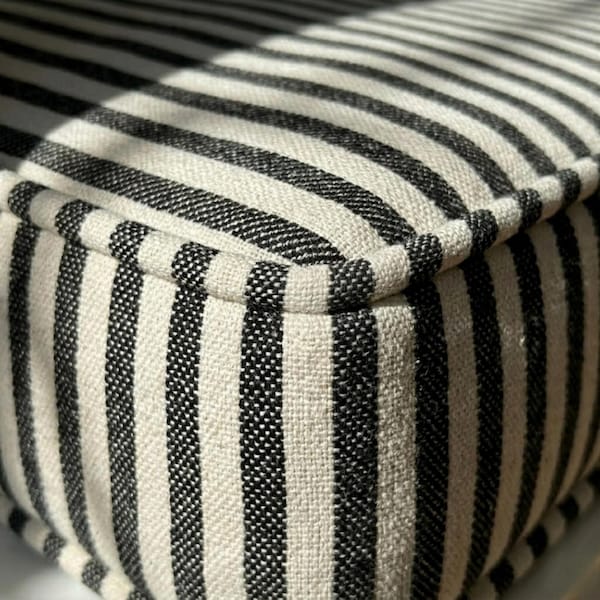 Washable Ticking Stripe Custom Bench Cushion, Striped Hallway Bench, Hallway Bench Cushion, Piano Bench Cushion