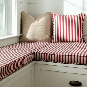2&quot; Thick Striped Linen Bench Cushion, Custom Kallax Cushion, Ikea Nook Cushion, Indoor Reading Nook Cushion,Custom Bench Cushion