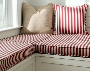 Poduszka na ławkę z lnu w paski o grubości 2 cali, poduszka Kallax na zamówienie, poduszka na kącik Ikea, poduszka do kącika do czytania w domu, poduszka na ławkę na zamówienie