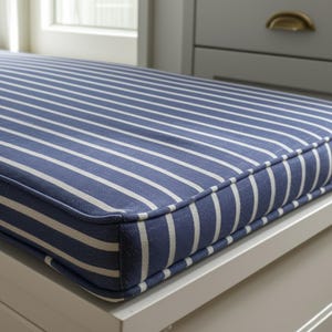 2&quot; Thick Striped Linen Custom Cushion, Custom Bench Cushion, Zippered Cushion Cover, Washable Custom Cushion,Window Seat Cushion