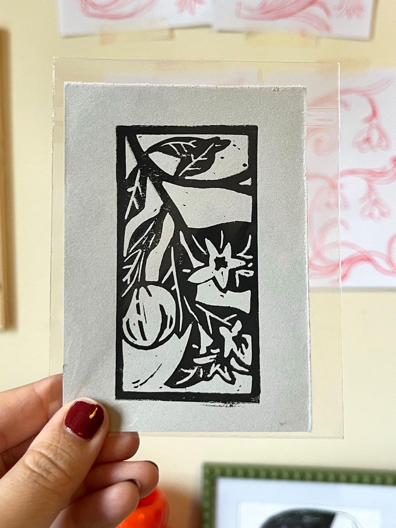 Linotree Hand Carved Orange Tree Lino Print, A7 Botanical Illustration - Etsy