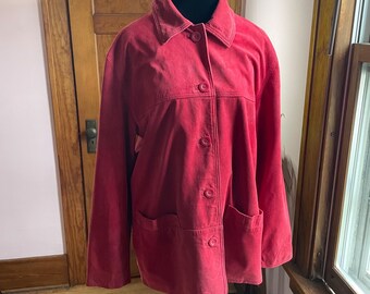 Y2K Suede Red Barn Jacket St Johns Bay Women’s Medium