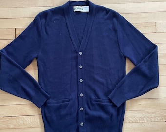 Vintage 90s Navy Cardigan Button Up Sweater Mens Medium