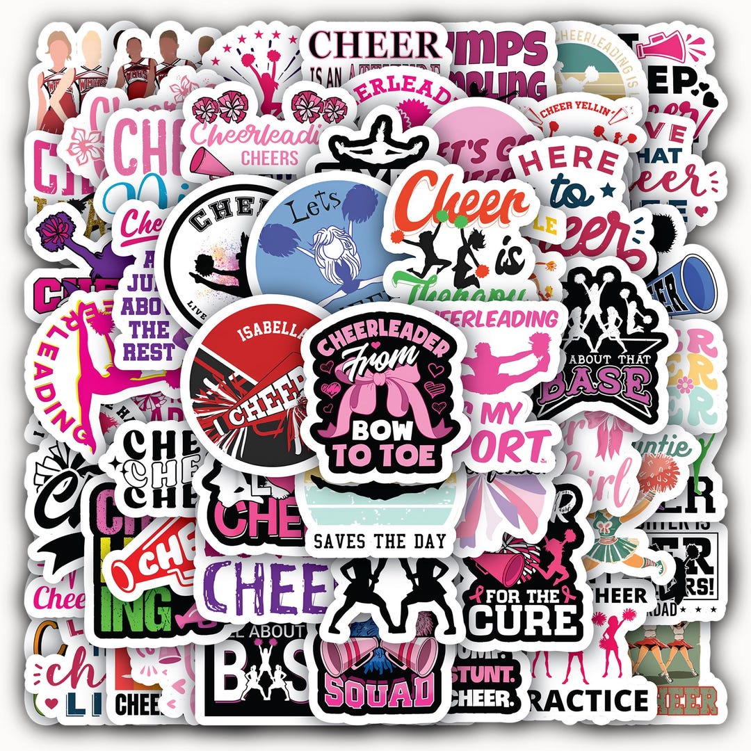 Cheerleading Stickers Sheet | Sports Spirit Vinyl Decals for Laptop ...