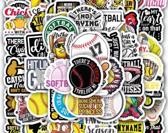 Softball Stickers Sheet | Sports Vinyl Decals 40 Piece