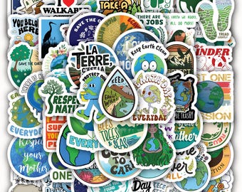Environmental Protection Stickers Sheet| Vinyl Decals for Laptop, Water Bottle 40 Piece