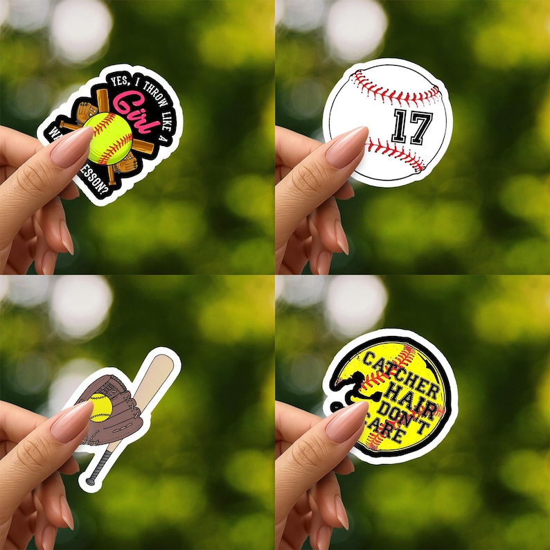 Sofball Ribbon Sticker Softball Stickers Sheet | Sports Vinyl Decals 40 Piece - Etsy