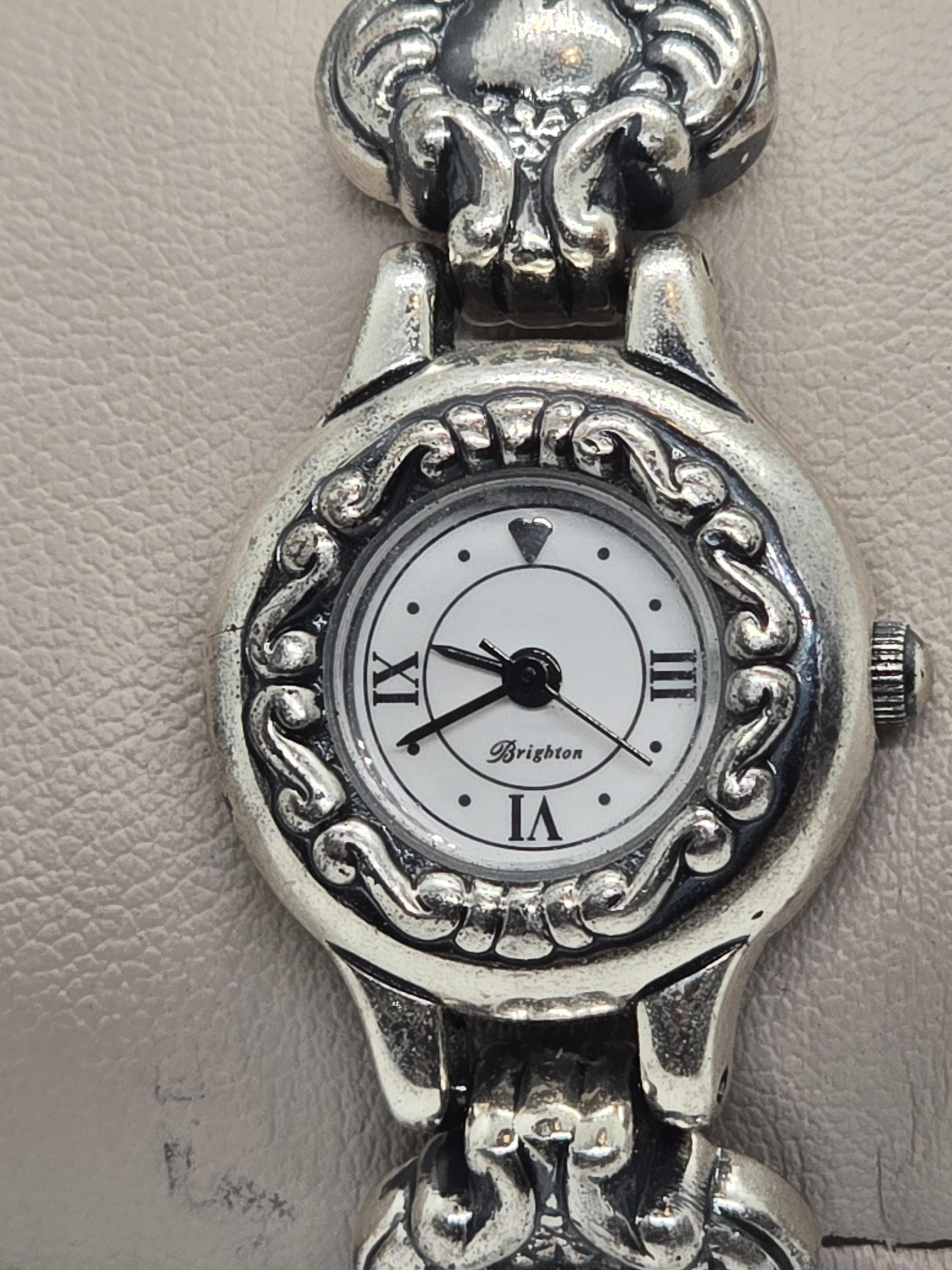 Brighton Florence Silver Watch silver plated design on the band.  New battery twinkle-link-watch-  main image 2