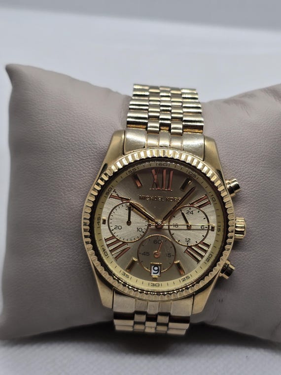 Michael Kors Gold and Brown Chronograph Watch Stainless Steel LIKE NEW Watch Michael Kors Panorama MK9195 Men main image 3
