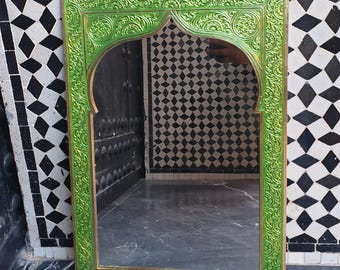 Handcrafted Moroccan Brass Mirror with Intricate Arabesque Design