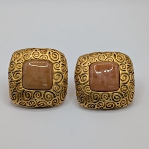 1980s Quilted Square Earrings by Givenchy