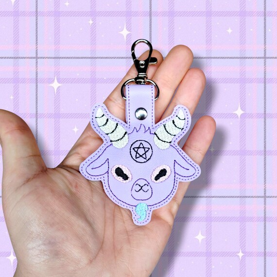 Cute Baphomet keychain, Baphomet accessories, spooky accessories, spooky cute, pastel goth keychains, spooky keychains, spooky gifts