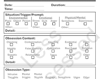 Obsession and Compulsion Log (For OCD and Anxiety Programs)