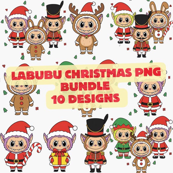 Labubu Christmas PNG Bundle, Labubu PNG Pack, Christmas Labubu PNG Bundle, Digital Download