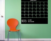 Monthly Calendar With Bottom Notes Chalkboard Wall Decal