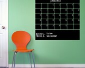 Monthly Calendar With Bottom Notes Chalkboard Wall Decal