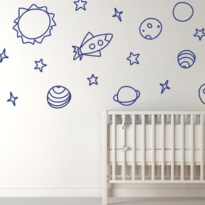 Space Wall Decal Rocket Planets Stars - Etsy