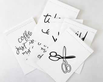Scissors Standing Banner - Canvas Print - Tiny Art - Mini Print - Wood and Metal - Motivational Quote - Handwritten type