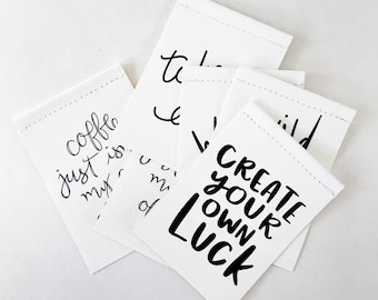 Create Your Own Luck Standing Banner - Canvas Print - Tiny Art - Mini Print - Wood and Metal - Motivational Quote - Handwritten type