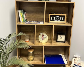 Wooden 3 Tire Mid Century Cube Storage Bookcase Organizer
