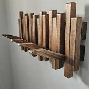 Acacia Wood Wall Mounted Coat Rack: Flip-Up Magnetic Hooks