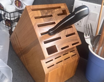 Teak Wood 20 Slots Large Kinfe Block Holder For Kitchen