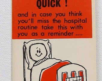 1960s vintage Get Well Soon greeting card, unused, with envelope