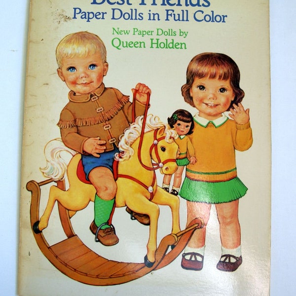 Vintage Best Friends Paper Dolls in Full Color book, by Queen Holden, Dover Publications, unused, 1985 copyright, paperdolls, unused, uncut