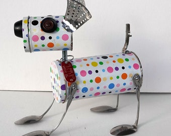 OOAK Handmade Metal Dog sculpture bot, found object art, found object dog, metal DOG assemblage, dog art