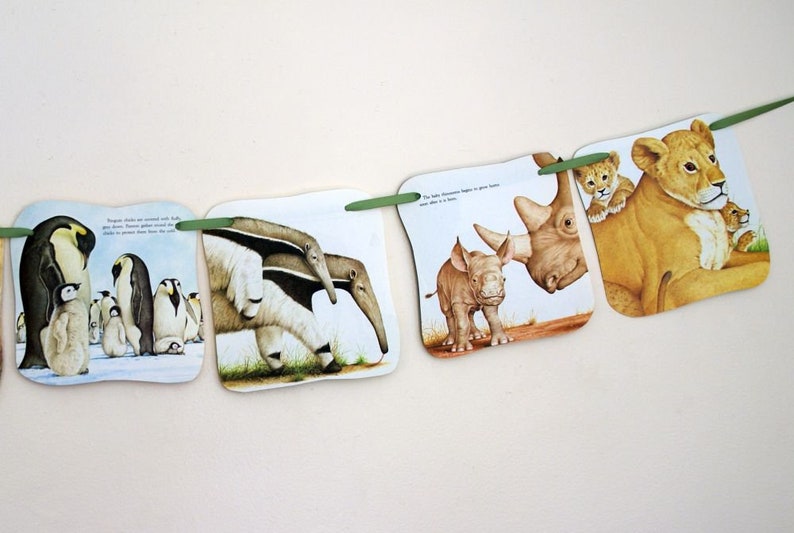 room decoration Handmade Vintage Animal Babies party decoration banner Illustrations bunting banner