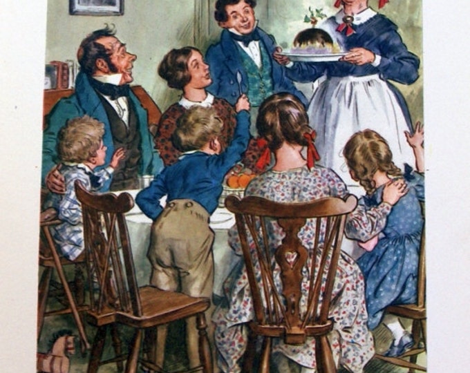Vintage the Cratchits' Christmas Dinner Illustration From A Christmas Carol, by Matilda Brewer