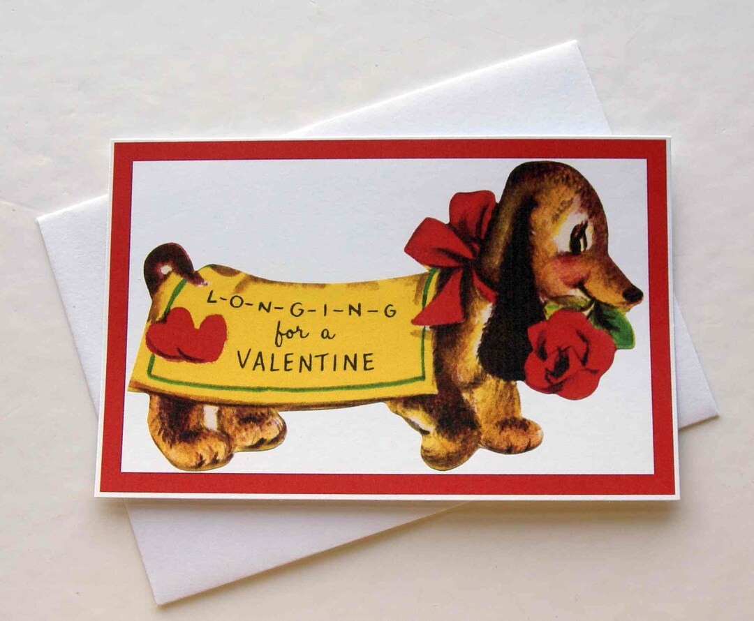 Printable Vintage Dachshund Valentine, Made From Vintage 1960s ...