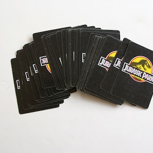 Vintage Black Jurassic Park Playing Cards, assemblage and collage supplies, maker supplies, scrap booking supplies