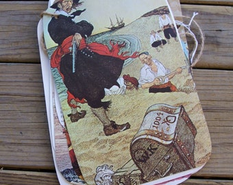 Handmade Vintage PIRATES , Illustrations bunting banner, room decoration, party decoration banner