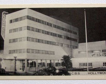 Very early postcard of the CBS Headquarters Building in Hollywood, Columbia Square,