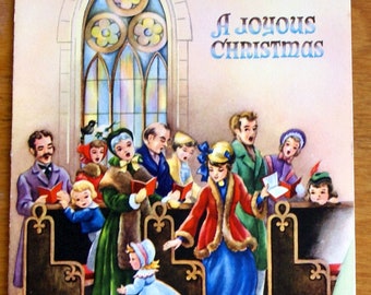 Vintage  1940s Christmas 1800s Church Service Christmas card, unused