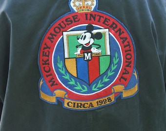 Vintage 1990s Leather Disney Mickey Mouse Bomber Jacket