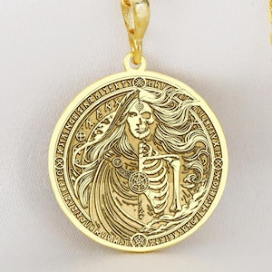 Hel Charm Necklace | 925 Sterling Silver Norse Mythology Goddess Pendant | Pagan Spiritual Jewelry - Viking Underworld Amulet Jewelry Gift