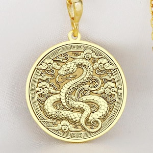Snake Necklace | 925 Sterling Silver Chinese Zodiac Serpent Pendant - Gold Plated Snake Charm| Transformation & Protection Jewelry Gift