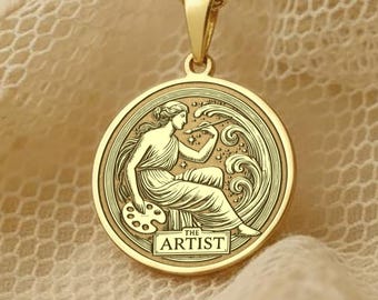 Artist Necklace – Gold-Plated / 925 Silver Pendant – Painter Charm Necklace