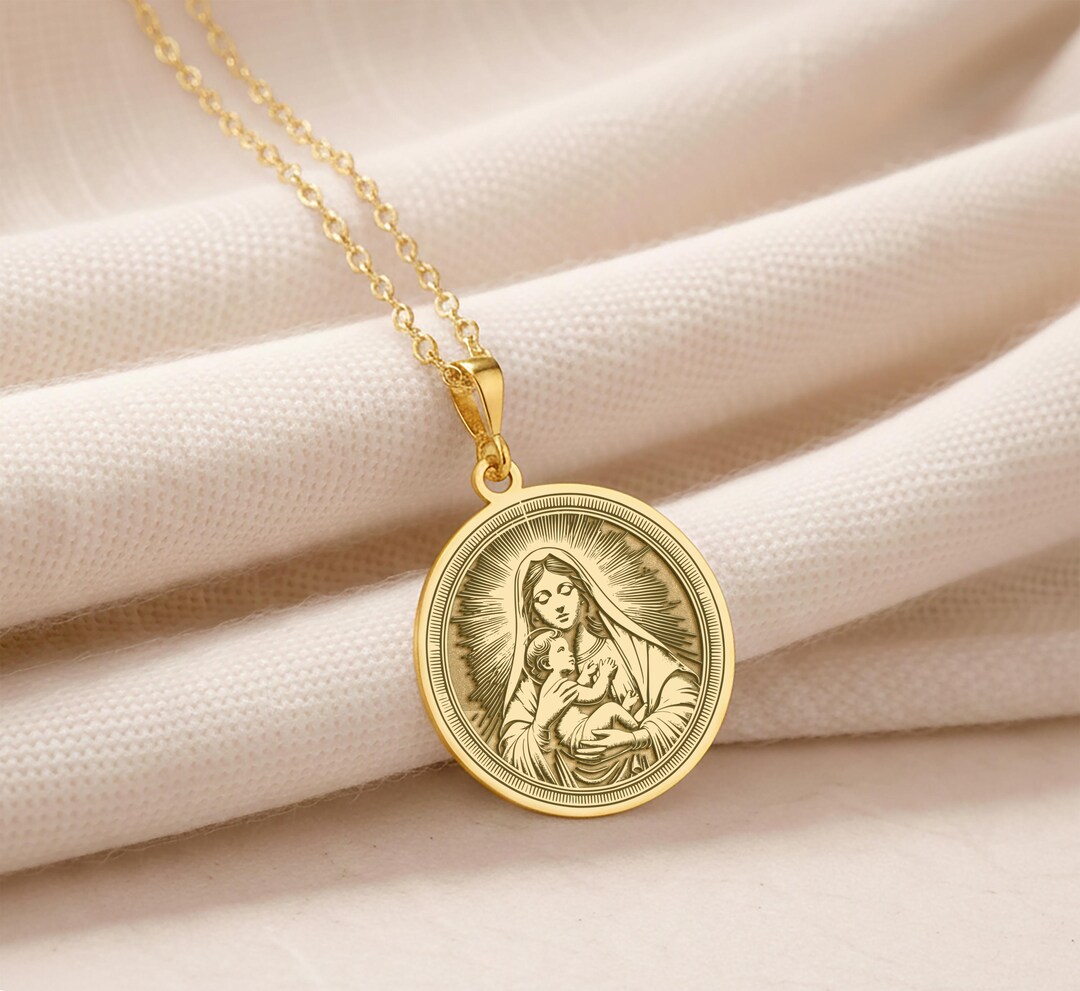 Virgin Mary Necklace - 925 Sterling Silver Madonna and Child Charm ...