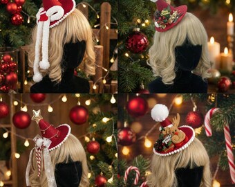 Christmas Ugly Sweater Party Hat, Mrs Claus Hat, Mini Red  display picture 1