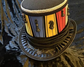 Circus Ringmaster Top Hat | Chess Piece Striped Clown Hat | Gothic Lolita Headpiece | Steampunk Mad Hatter |Amazing Circus Style Costume