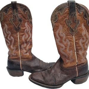 Vintage leather cowboy boots uk 6 | 1970s handmade tan festival boots 39 | boho western hippie style