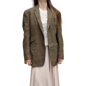 Welsh tweed jacket green l 42r, vintage tartan jacket, checked wool jacket men, houndstooth winter coat, harringbone jacket for him