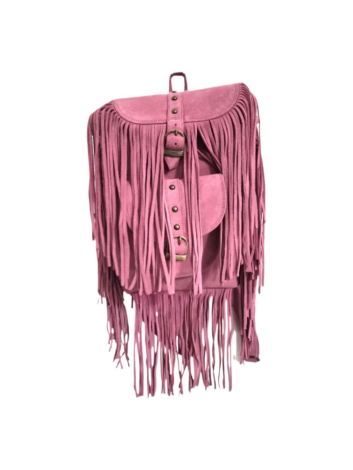 Handmade Pink Suede Fringe Backpack: Boho Western Travel Bag - Etsy