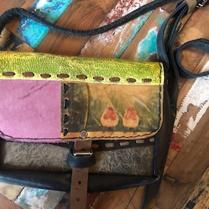 Vintage Red Robin Leather Satchel: Western Cowboy Boho Bag