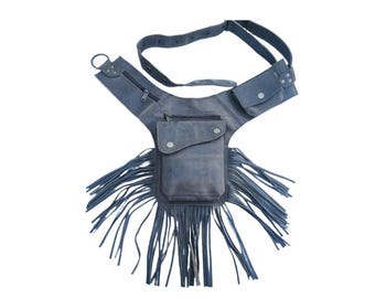 Boho Leather Bum Bag with Fringe: Festival Fanny Pack