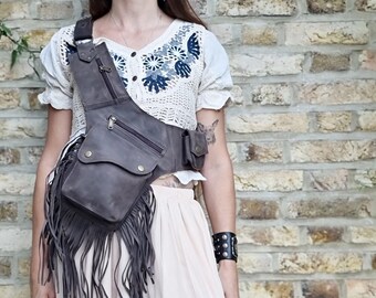 Handmade Leather Tassel Bum Bag: Vintage Western Fanny Pack